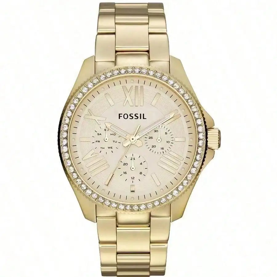 vastara - fossil women's 42mm gold dial water-resistant watch - casual unisex watch with waterproof in gold stainless steel