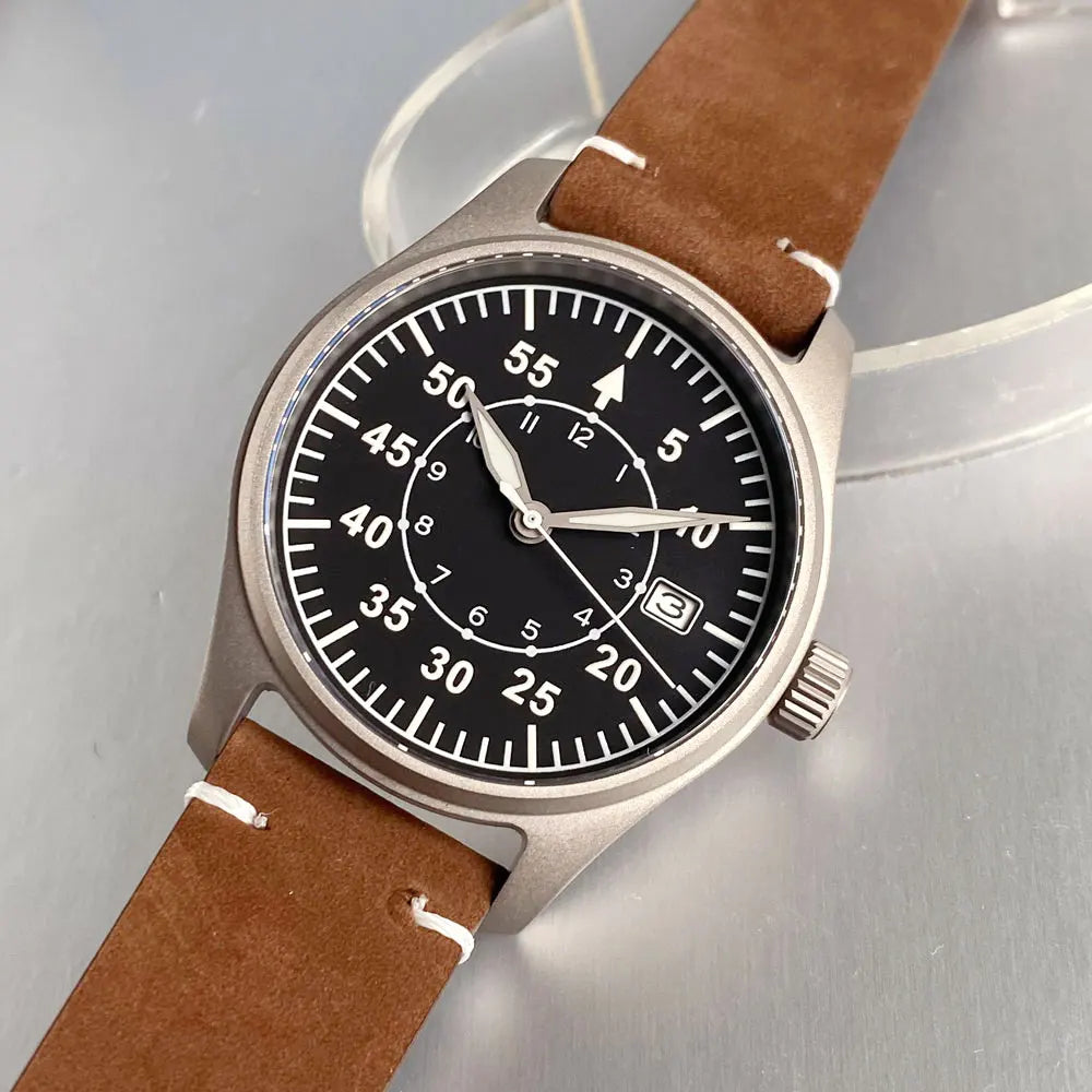 Tandorio mm Titanium Case Titanium Hands Pilot - Product Image 7