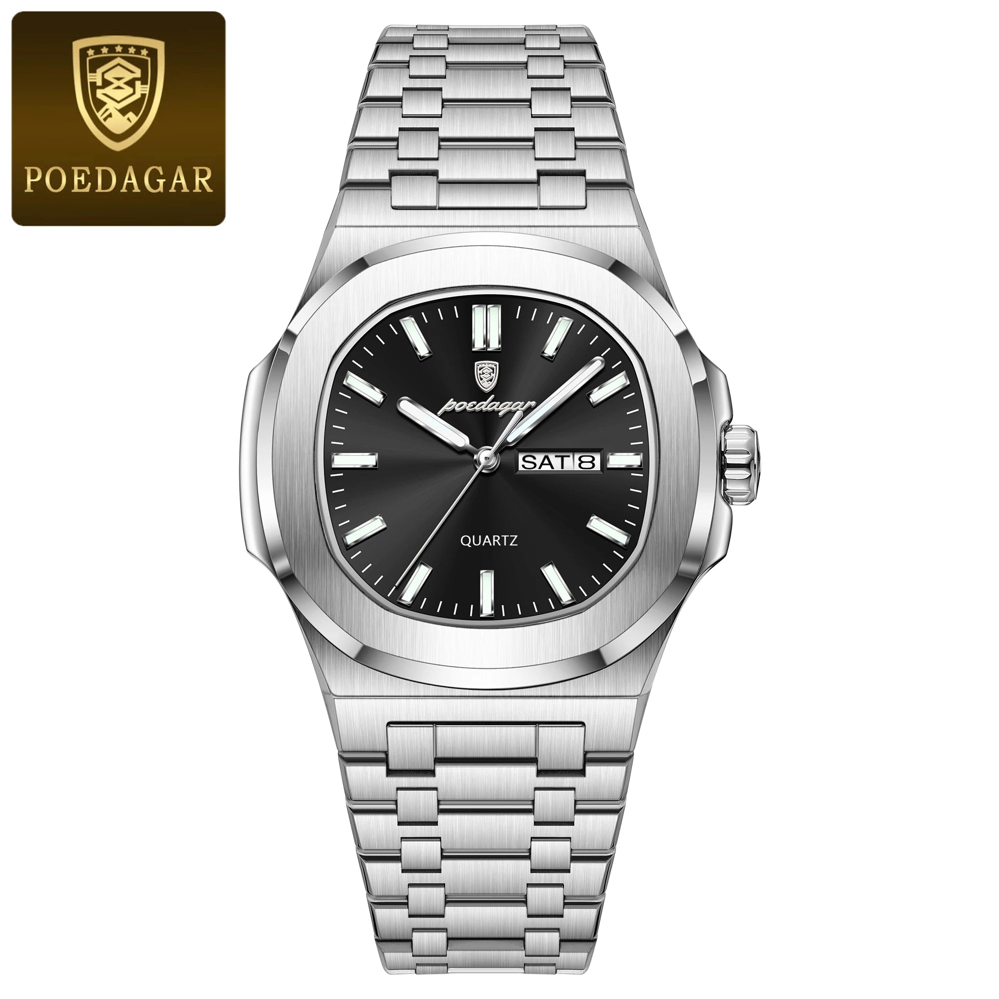 vastara poedagar square s es luminous watch 13 - classic unisex timepiece with stainless steel (USA)