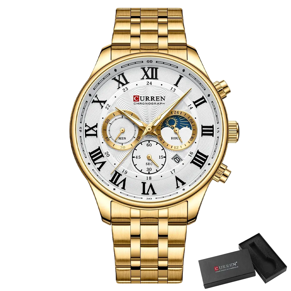 vastara casual business stainless steel bracelet for chronograph roman numeral dial 's watch 27 - casual unisex timepiece