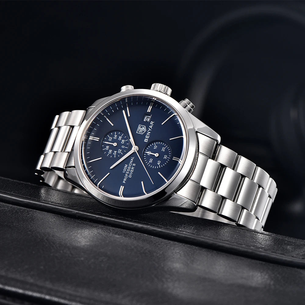 vastara chronograph luxury30m chronograph leather clock relojes hombre - japanese - japanese chronograph - surgical-grade