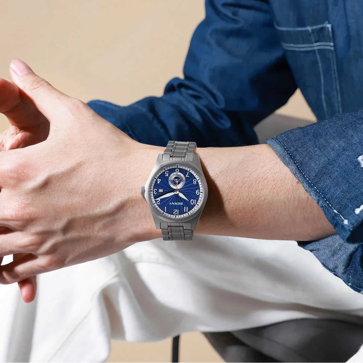 vastara berny full titanium super luminous with sapphire st1731 watch 36 - classic unisex timepiece with stainless steel