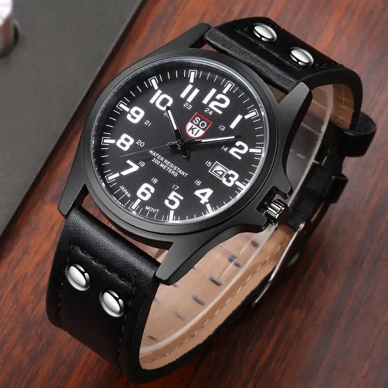 vastara sport wrist es leather strap army military for relogio masculino clock watch 43 - modern unisex timepiece with