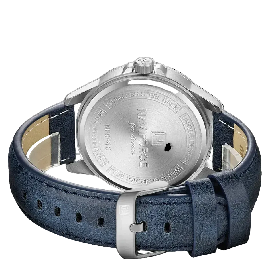 vastara naviforce classic alloy case leather band es business calendar clock gift reloj hombre watch 5 - business unisex