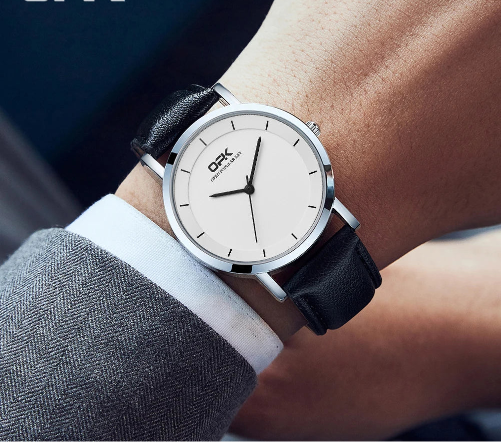 unisex casual watch vastara men’s casual leather watch – waterproof quartz luminous - daily wear timepiece with neutral dial