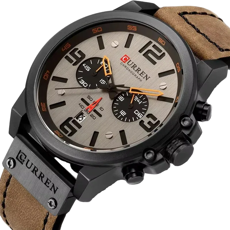 vastara 8314 's sports calendar 's military leather 's clock relogio masculino - sports unisex watch with chronograph in