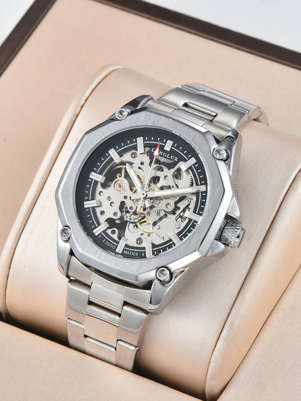 vastara - titancore men s automatic skeleton watch watch detail - mechanical movement, waterproof, waterproof casual design