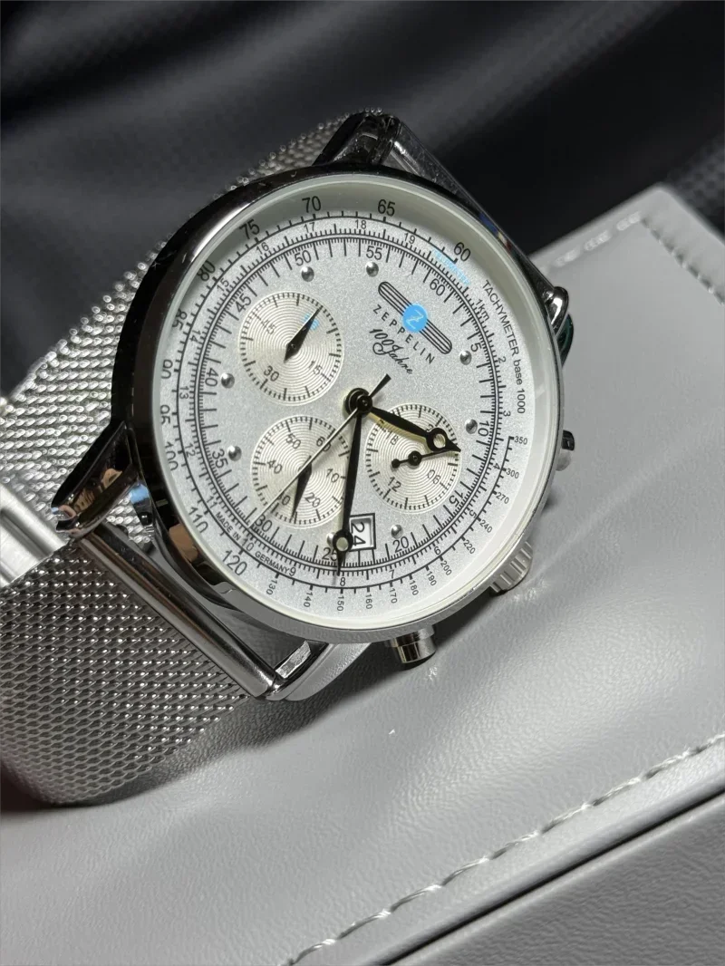 vastara - zeppelin skychrono 42mm quartz chronograph leather watch watch 13 - vintage unisex timepiece with chronograph (USA)