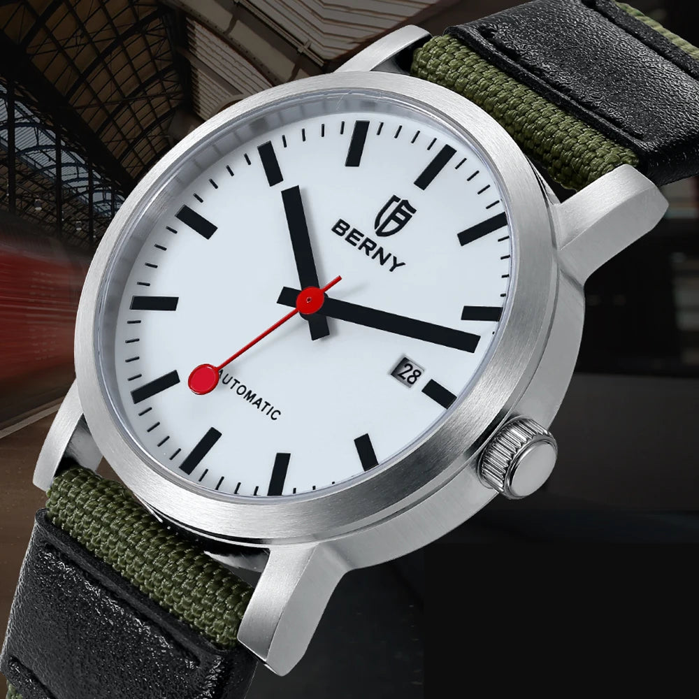 VASTARA vastara berny 50m miyota 8215 classic railroad for unisex timepiece - stainless steel stainless steel watch (USA)