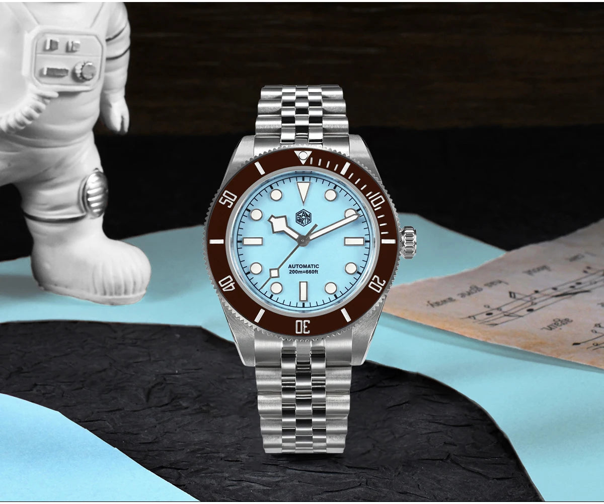 San Martin mm Diver Watch Enamel Dial Light Blue - Product Image 7