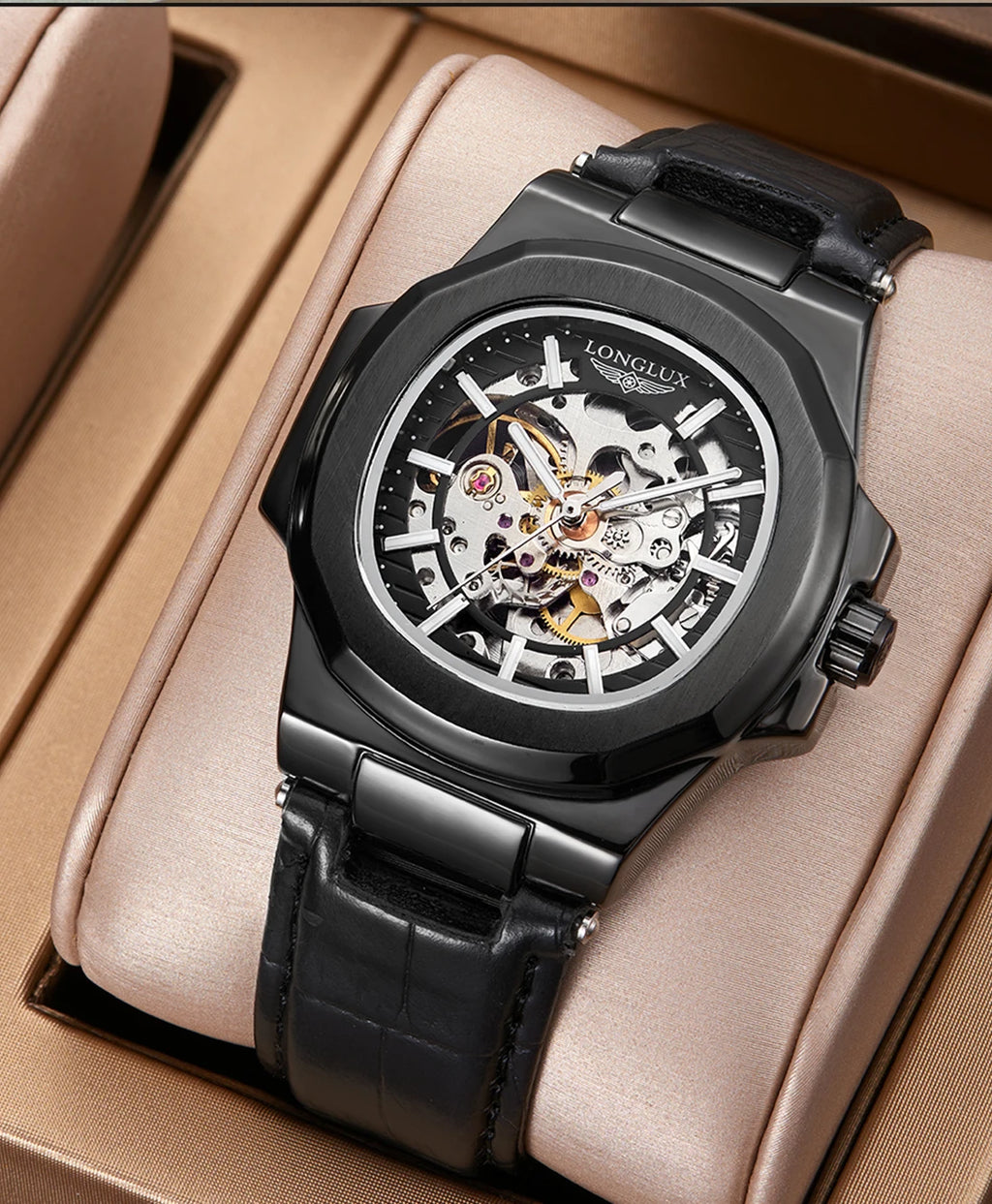 vastara - shadowcore skeleton automatic watch watch 10 - casual unisex timepiece with waterproof (USA)