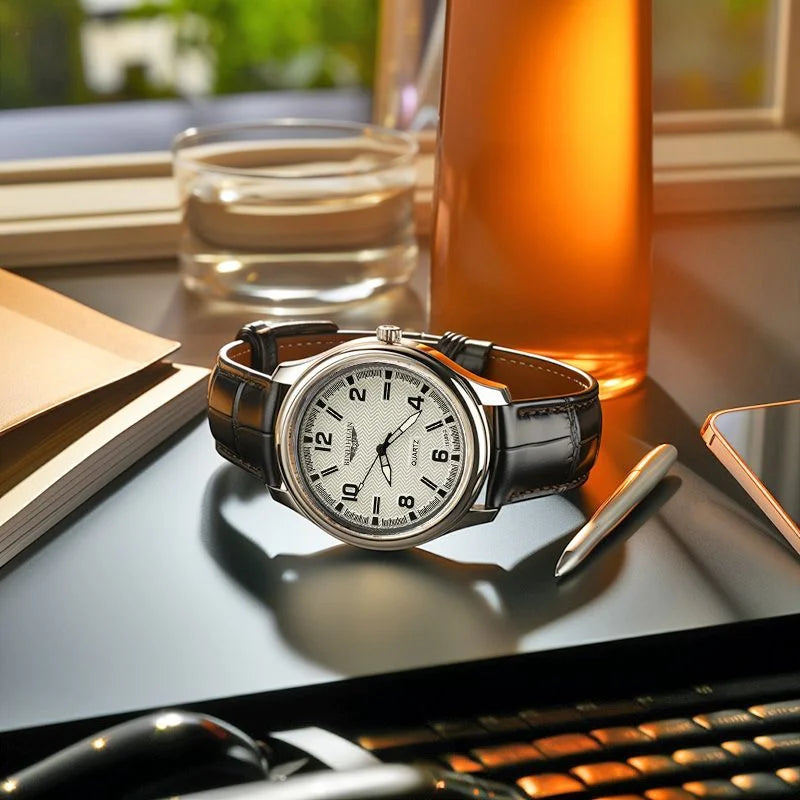 vastara business for clock leather 's es reloj+box 's gift watch 8 - business unisex timepiece with stainless steel (USA)