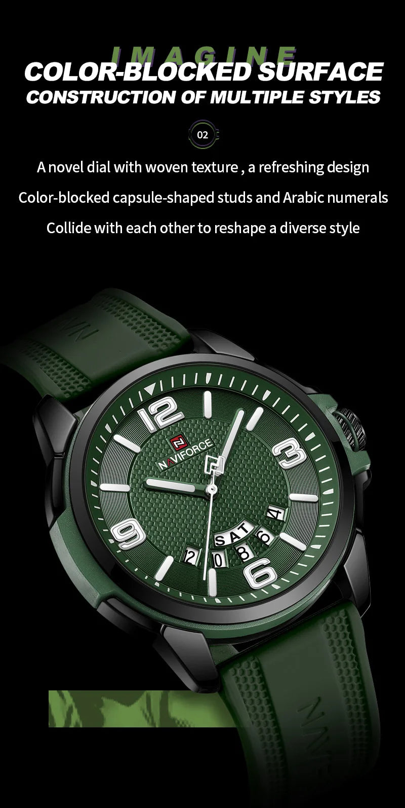 vastara original naviforce for silicone strap business classic wrist es date clock silicone with silicone watch 15 -