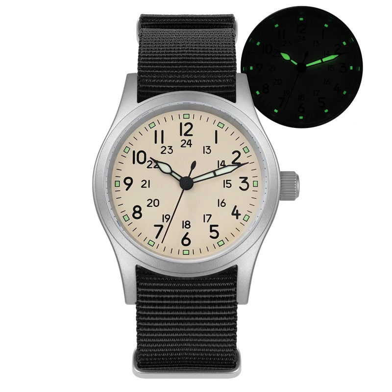 vastara - militado vintage field watch sweep second quartz watch 38 - casual luxury timepiece timepiece with waterproof (USA)