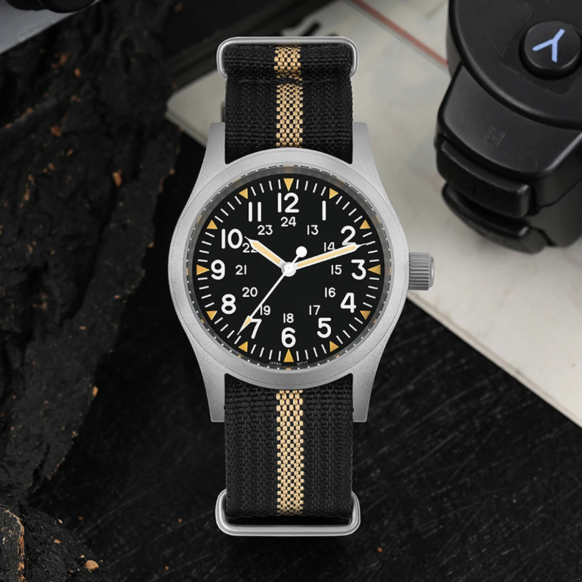 vastara - militado vintage field watch sweep second quartz watch 18 - casual luxury timepiece timepiece with waterproof (USA)