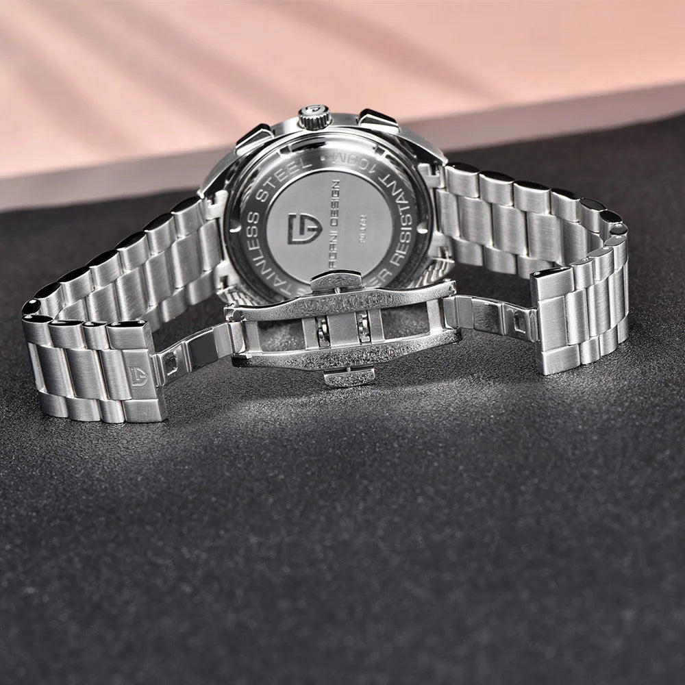 unisex casual watch vastara luxury men’s chronograph – sapphire stainless steel - sports timepiece with neutral dial (USA)