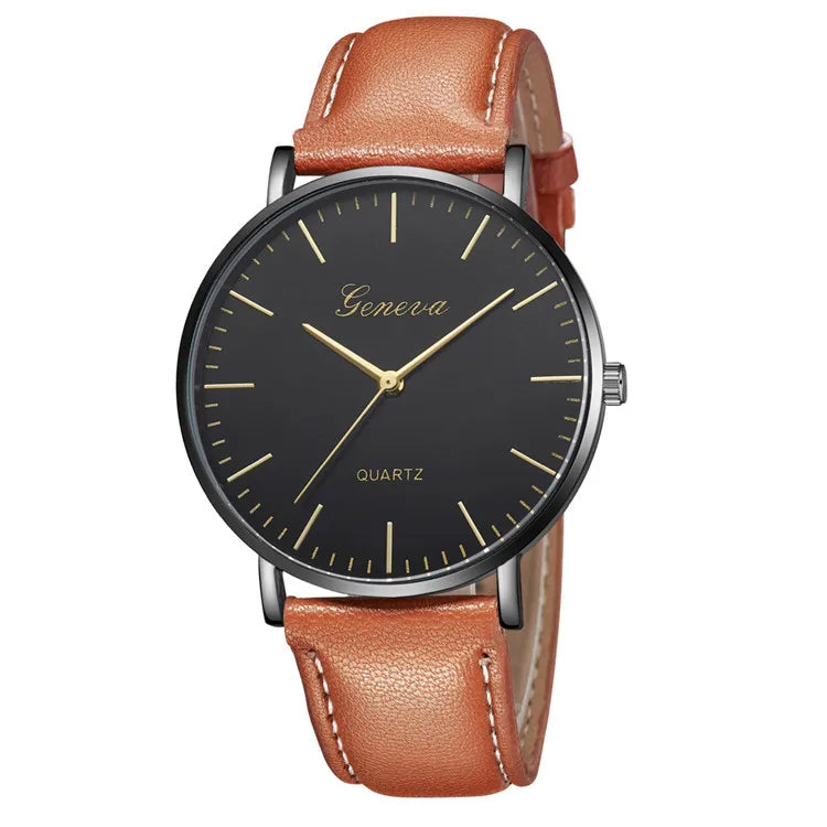 vastara - geneva axis classic leather quartz watch for men watch 6 - casual unisex timepiece with waterproof (USA)