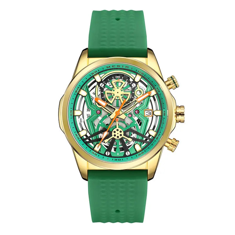 vastara megir chronograph yellow strap luminous - luxury unisex watch with chronograph in white stainless steel (USA)