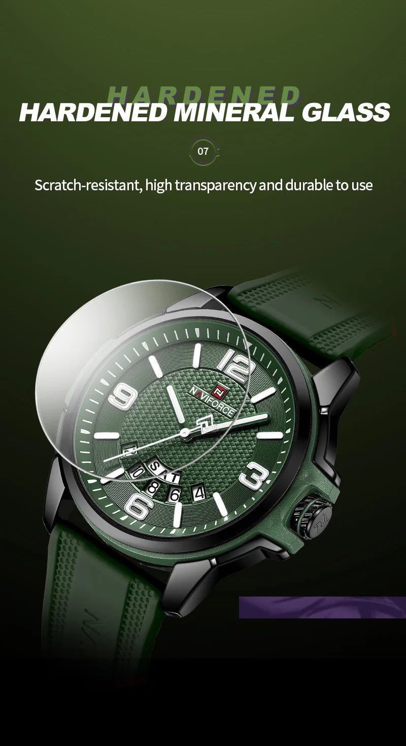 vastara original naviforce for silicone strap business classic wrist es date clock silicone with silicone watch 20 -