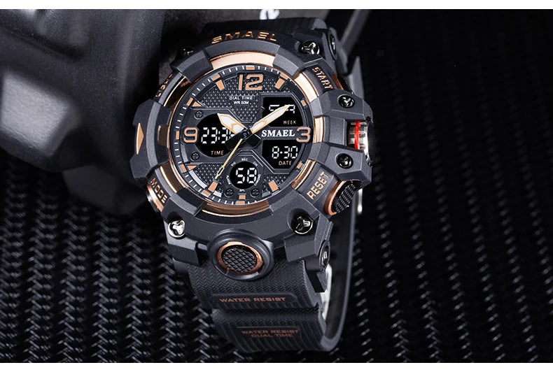 vastara sport military for alarm clock stop led digital back light dual time display 8008 's watch 48 - modern unisex