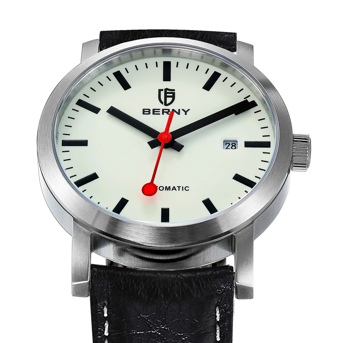 unisex casual watch vastara berny for self-wind sappire miyota luminous railroad - daily wear timepiece with white dial (USA)