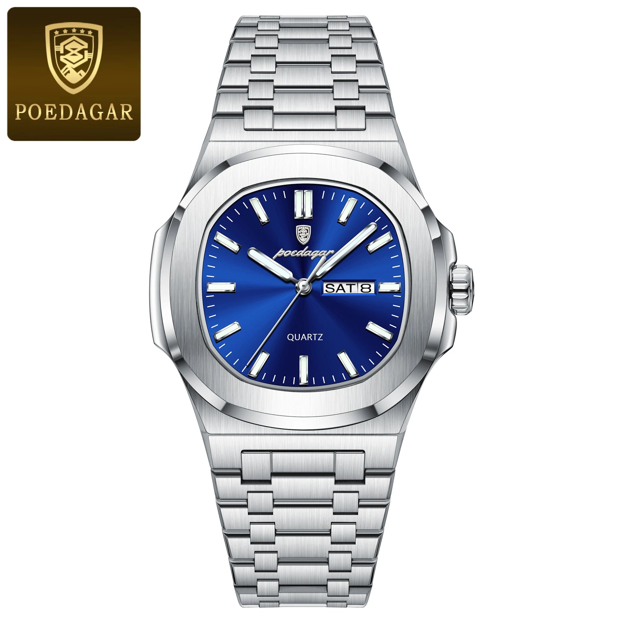 vastara poedagar square s es luminous watch 12 - classic unisex timepiece with stainless steel (USA)