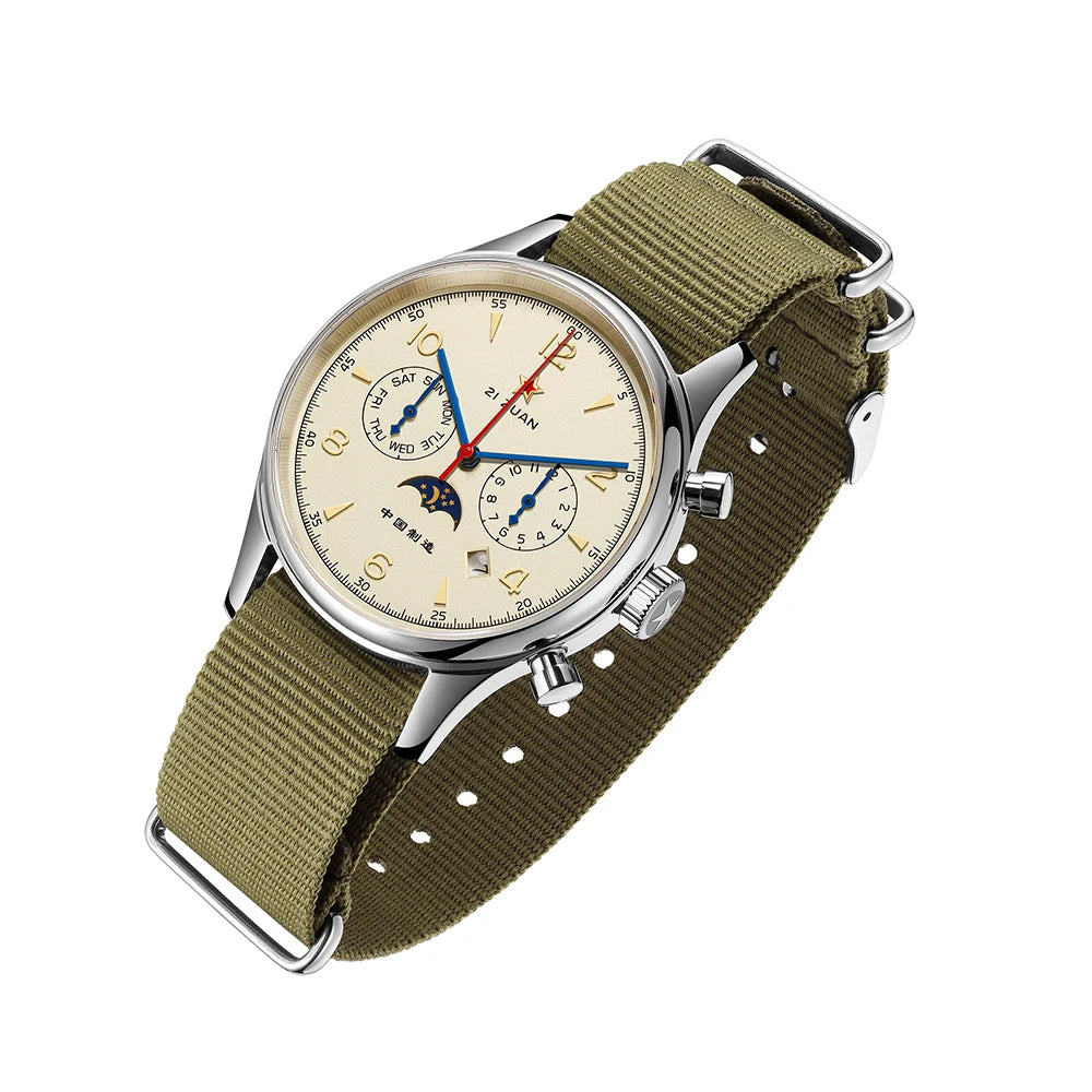 vastara seakoss 1963 with seagull st1654 24h-hour display air force pilot calendar watch detail - reliable movement,