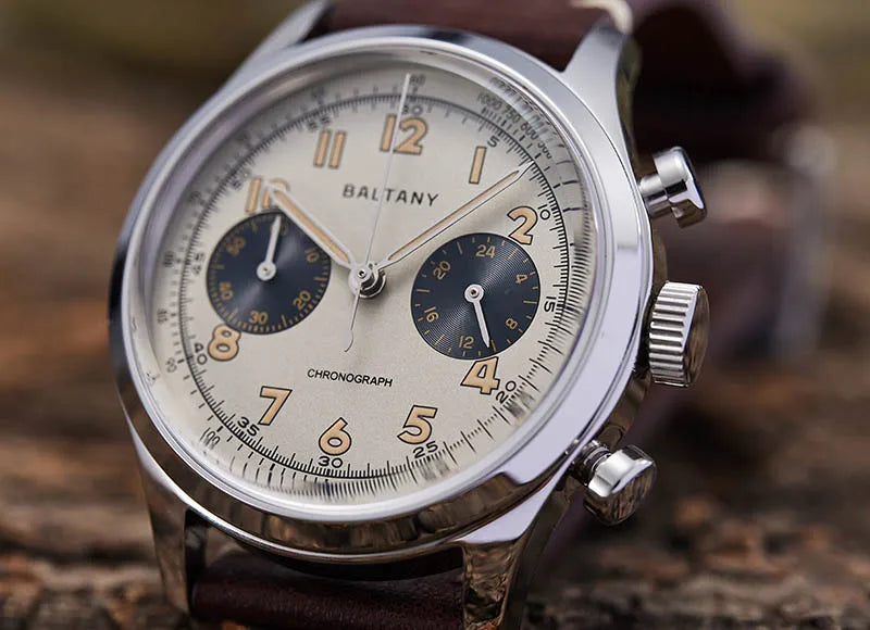 vastara baltany s5034 39mm chronograph sapphire crystal panda dial stainlesssteel super luminous vintage wristes watch 7 -