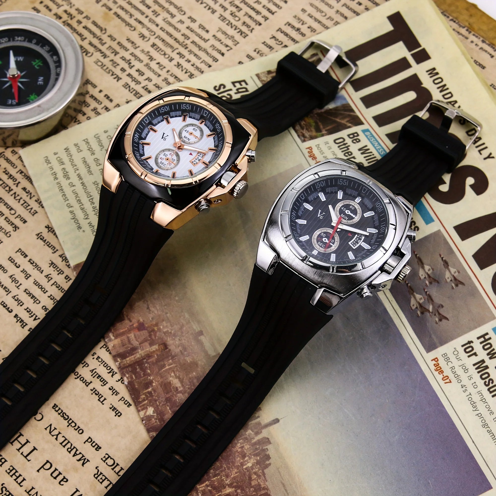 vastara multifunction men’s watch watch detail - reliable movement, stainless steel, waterproof sports design (USA)