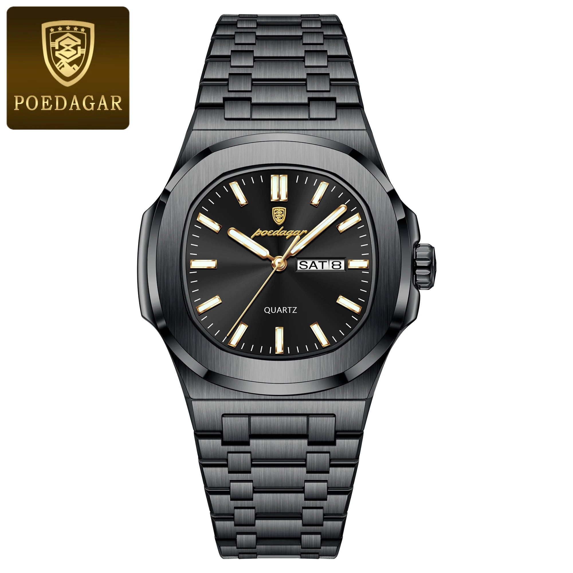 vastara poedagar square s es luminous watch 16 - classic unisex timepiece with stainless steel (USA)