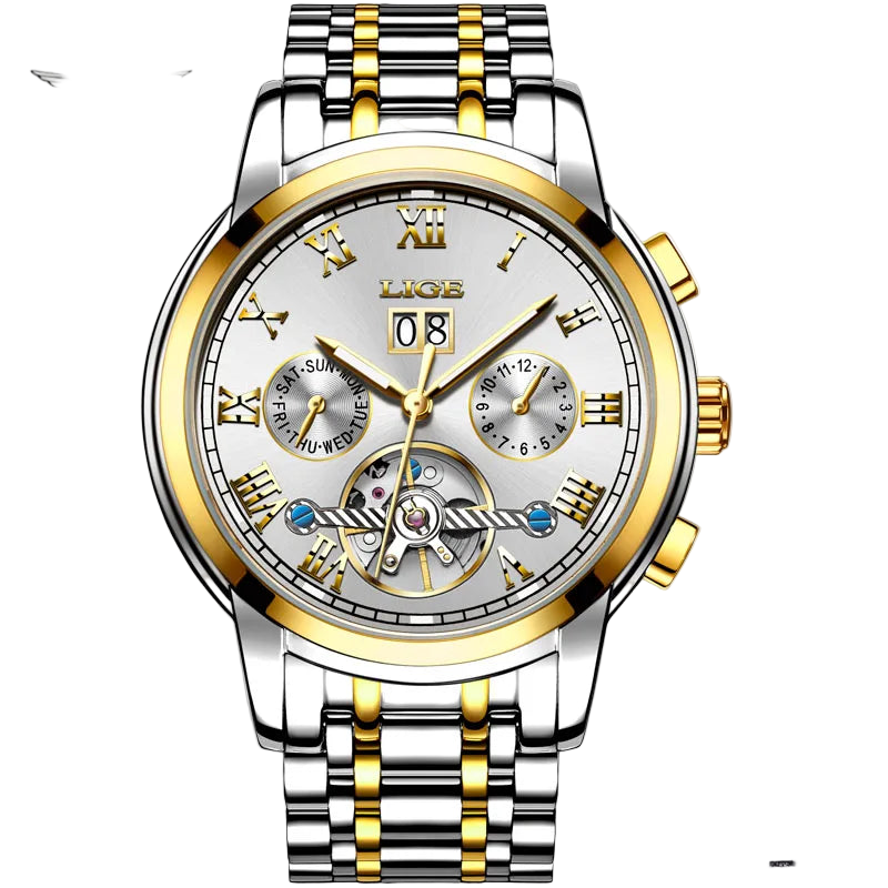 vastara - aeternum automatic mechanical moon phase leather watch for watch 17 - elegant unisex timepiece with waterproof