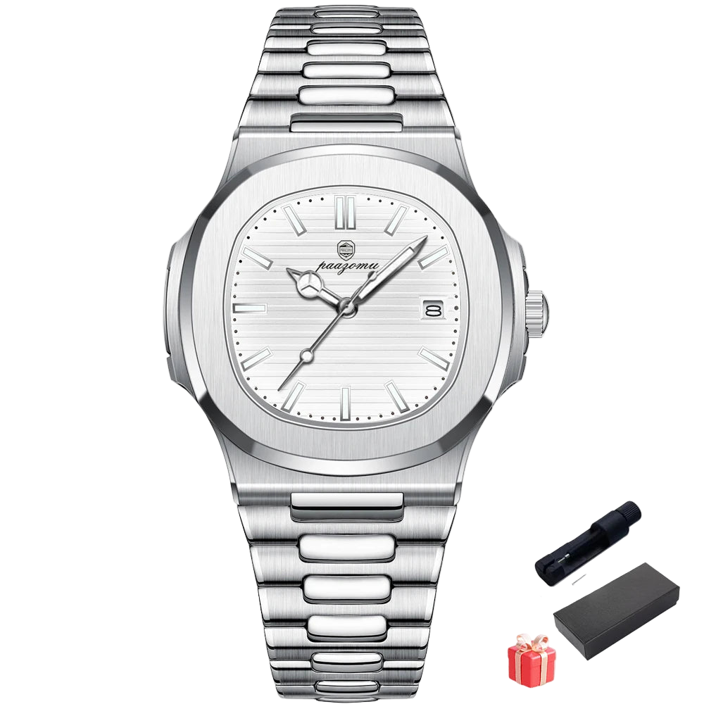 VASTARA vastara - apexsquare luxe diver quartz watch unisex timepiece - waterproof stainless steel watch (USA)