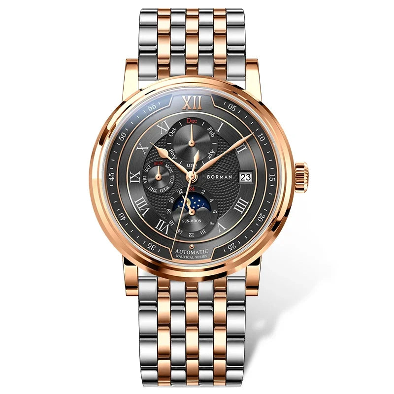 vastara - borman imperium 40mm automatic mechanical moonphase watch watch 14 - casual unisex timepiece with waterproof (USA)