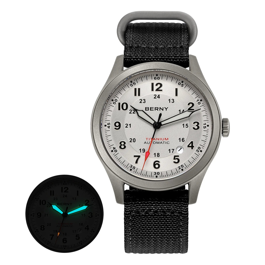 vastara berny full titanium es for sapphire super luminous field pilot date sports easy read watch 41 - sports unisex