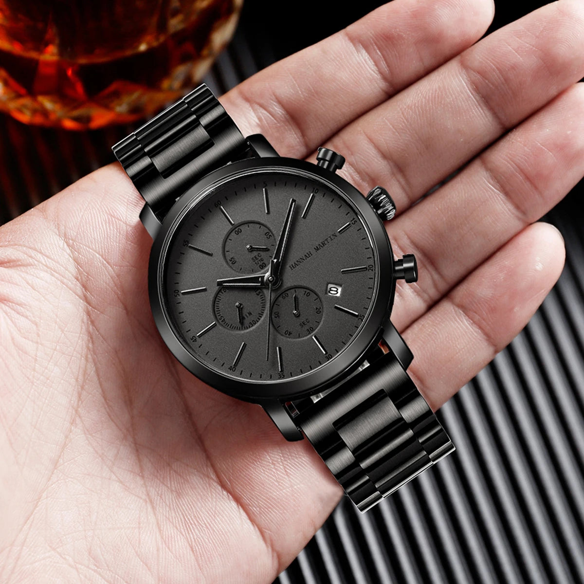 HANNAH MARTIN Brand Men Watch Black Stainless - Product Image 2