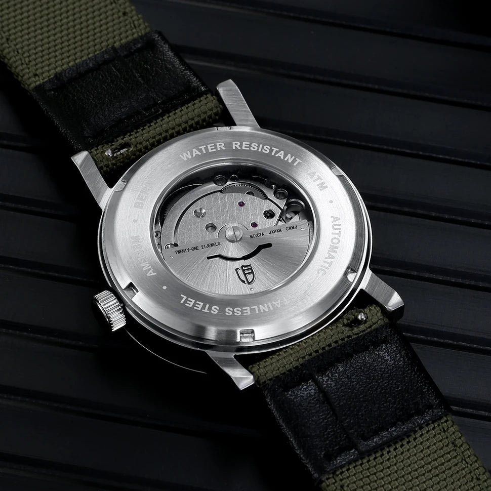 vastara berny 50m miyota 8215 classic railroad for watch 17 - classic unisex timepiece with stainless steel (USA)