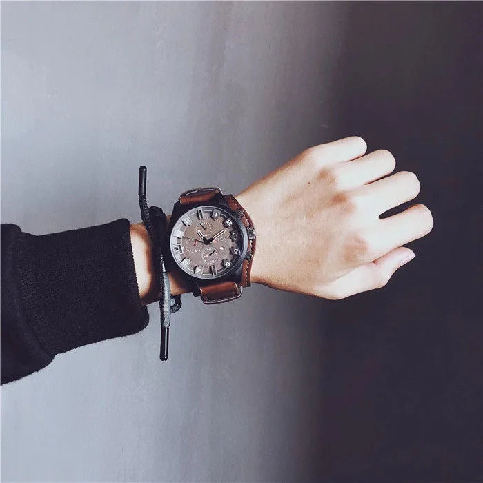 vastara retro 's es -end pu leather strap date business big dial military tactical watch 6 - business unisex timepiece with