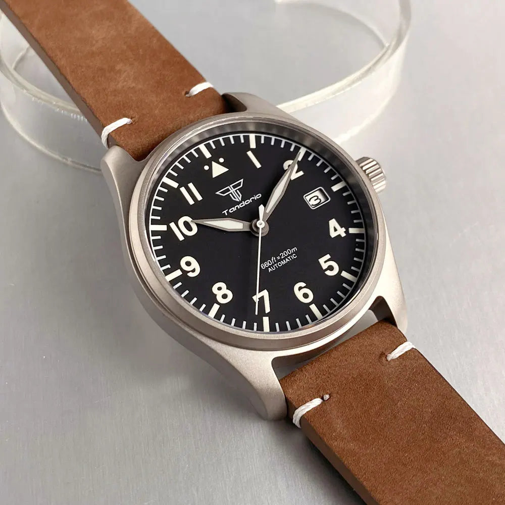 Tandorio mm Titanium Case Titanium Hands Pilot - Product Image 6
