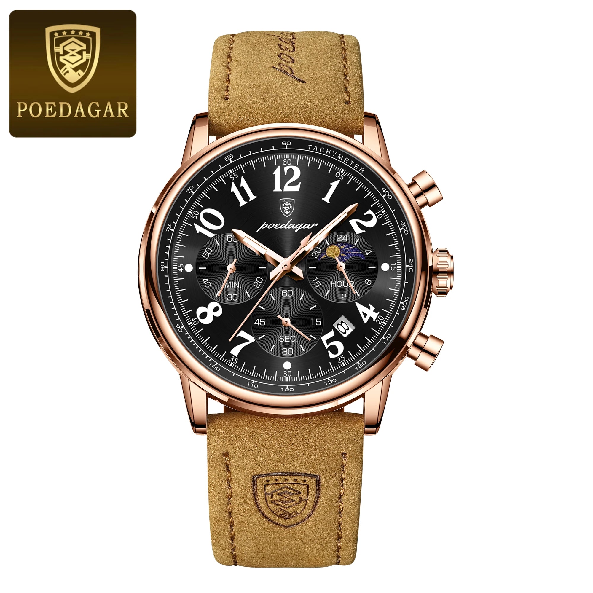 vastara genuine leather chronograph poedagar military sports for watch 33 - sports unisex timepiece with chronograph (USA)