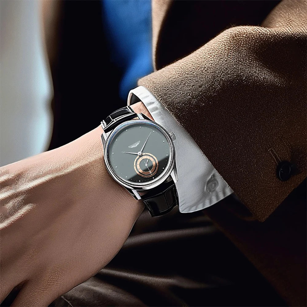 vastara business black leather analog es daily valentine's gift graduation gift for school watch 8 - business unisex