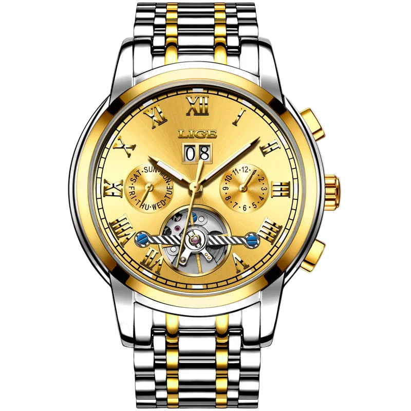 vastara - aeternum automatic mechanical moon phase leather watch for watch 11 - elegant unisex timepiece with waterproof