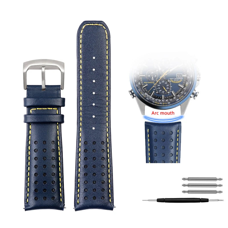 vastara genuine leather for citizen blue angel radio wave at8020 54l watch 11 - classic unisex timepiece with stainless