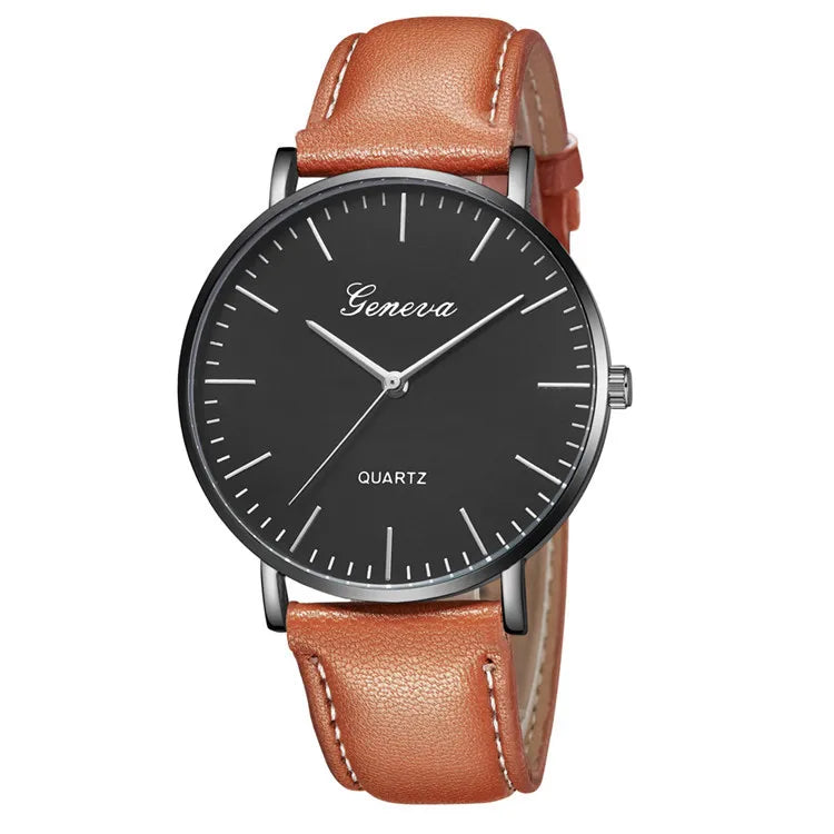vastara - geneva axis classic leather quartz watch for men watch 8 - casual unisex timepiece with waterproof (USA)