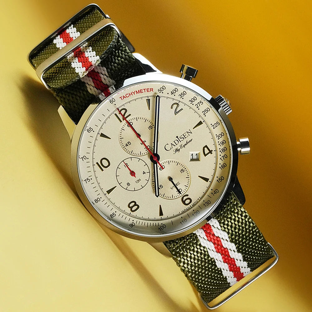 vastara chronograph cadisen chronograph s - chronograph watch detail - reliable movement, chronograph, waterproof classic