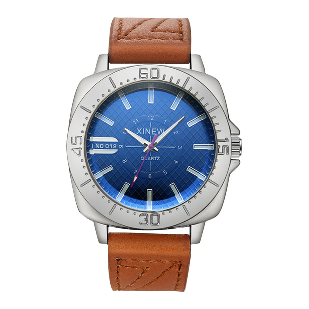 vastara hig-end simple business leather band strap glass minimalist round dial versatile daily outgoing watch 12 -