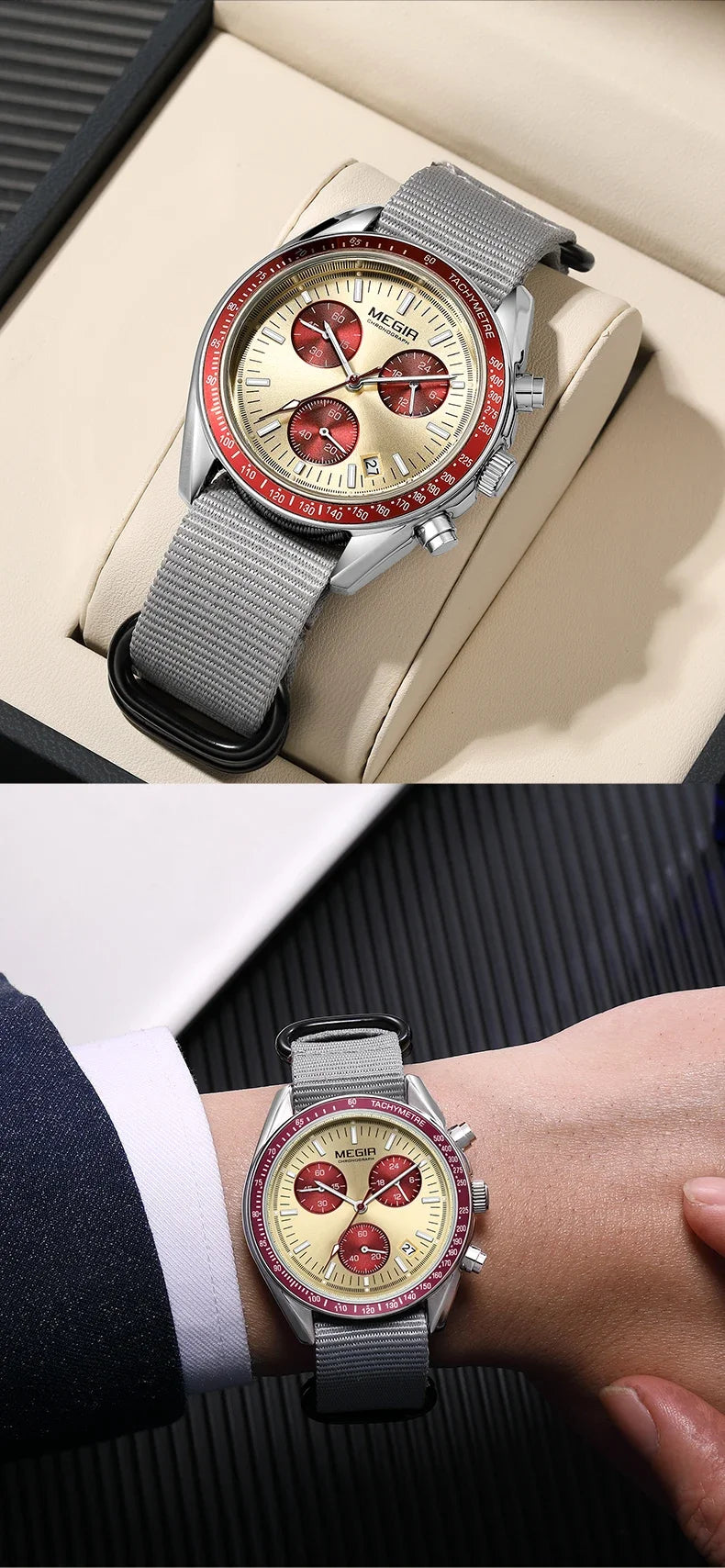 vastara megir 's canvas weaving strap sport chronograph watch 7 - classic unisex timepiece with chronograph (USA)