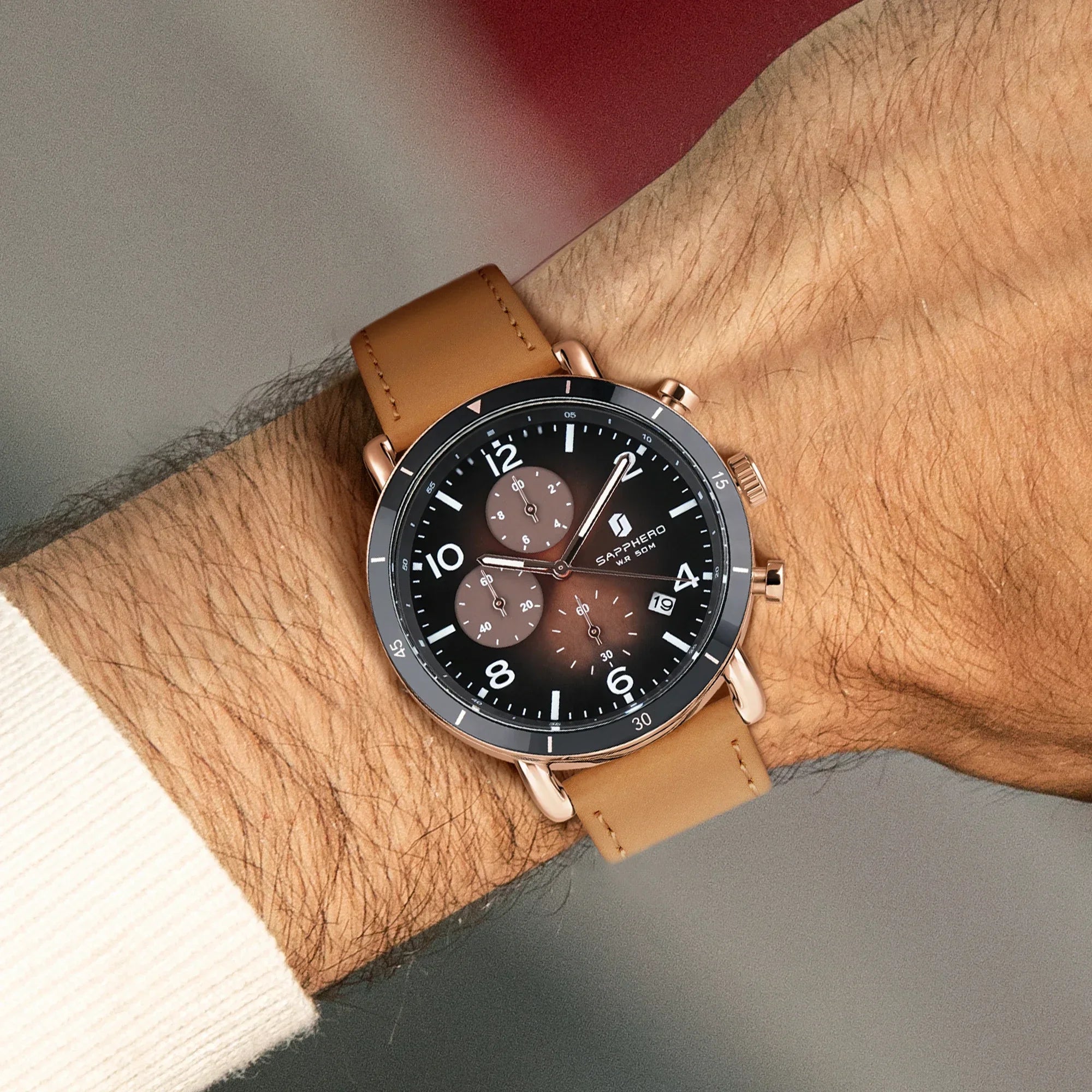 vastara chronograph sapphero classic business watch detail - reliable movement, chronograph, waterproof business design (USA)