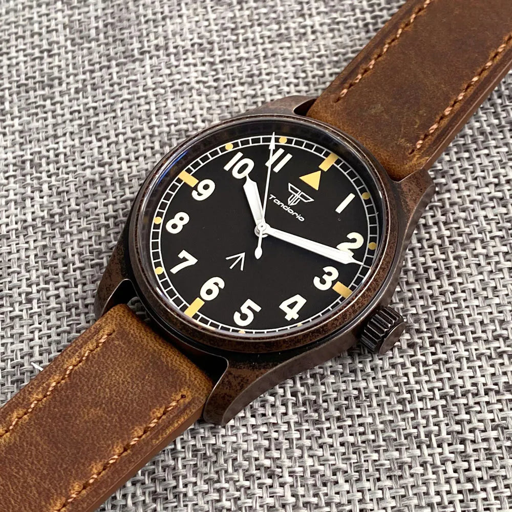 vastara sapphire tandorio retro pilot es nh35a 's aviator bronze pvd sapphire crystal 39mm watch 17 - classic unisex