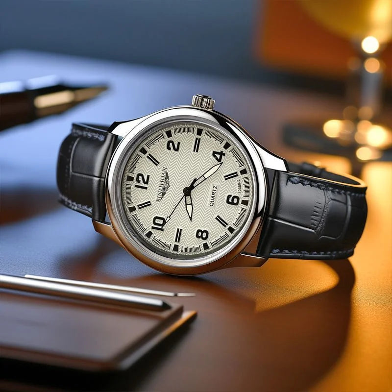 vastara business for clock leather 's es reloj+box 's gift watch 7 - business unisex timepiece with stainless steel (USA)