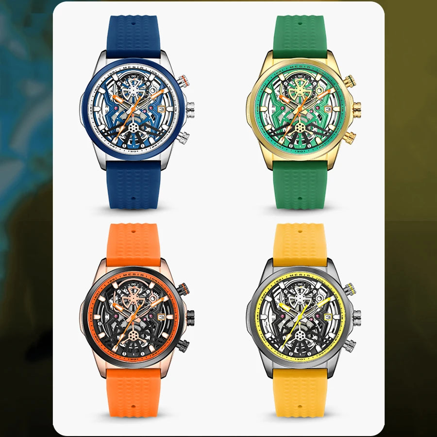 vastara sport chronograph with auto date luminous hands watch 5 - modern unisex timepiece with chronograph (USA)